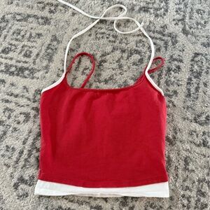Tilly's Red and White Double Tie Strap TankTop